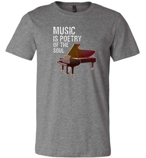 Music is Poetry Piano Shirt ~ Short-Sleeve Shirt for Youth & Adult Deep Heather / XS