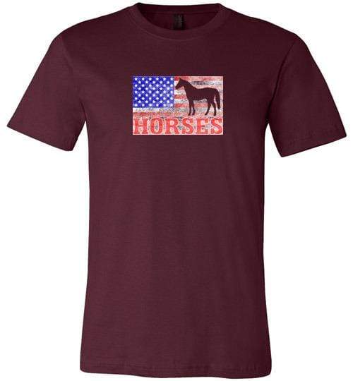 American Horses Shirt ~ Short-Sleeve Shirt (Adult & Youth) Maroon / XS