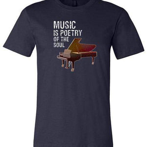 Music is Poetry Piano Shirt ~ Short-Sleeve Shirt for Youth & Adult Navy / XS