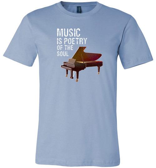 Music is Poetry Piano Shirt ~ Short-Sleeve Shirt for Youth & Adult Baby Blue / XS