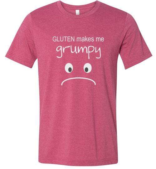 Gluten Makes Me Grumpy Short-Sleeve Shirt (Adult & Youth) Heather Raspberry / XS
