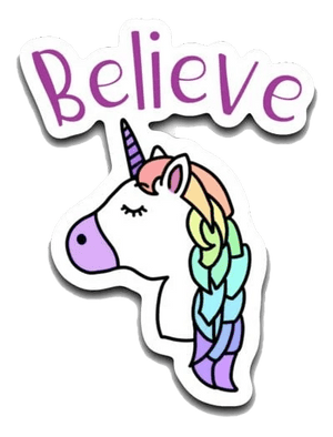Unicorn Believe Decal (roughly 2.75"x3.25") Believe Decal