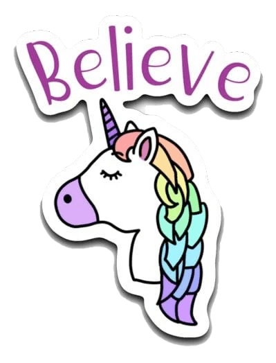 Unicorn Believe Decal (roughly 2.75"x3.25") Believe Decal