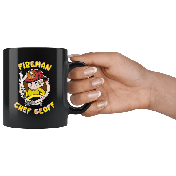 Fireman Chef Geoff Official Black Fan Mug - 11oz