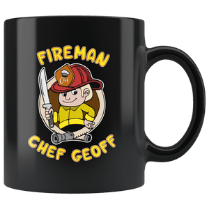 Fireman Chef Geoff Official Black Fan Mug - 11oz