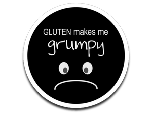 Gluten Makes Me Grumpy Decal (roughly 2.75"x2.75")