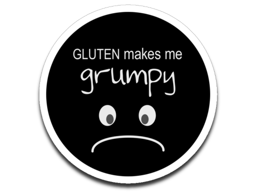 Gluten Makes Me Grumpy Decal (roughly 2.75"x2.75")