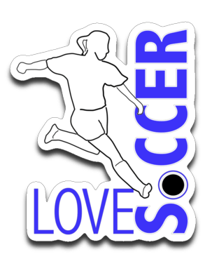 Love Soccer Decal (roughly 2.75"x3.625")