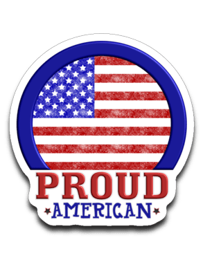 Proud American Decal (roughly 2.75"x3")