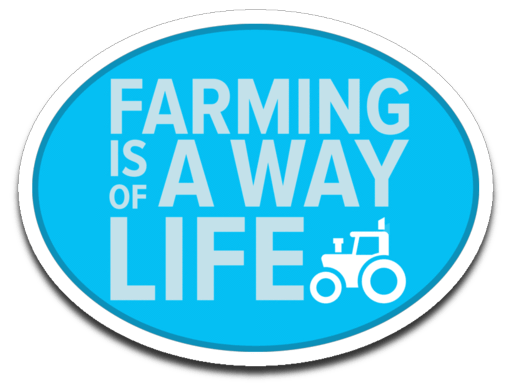 Farming is a Way of Life Decal (roughly 3.6"x2.6") ~ pink or blue Blue