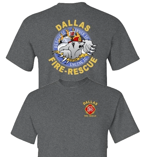 Dallas Fire Station 10 Polar Bear Logo t-Shirt Dark Heather / S