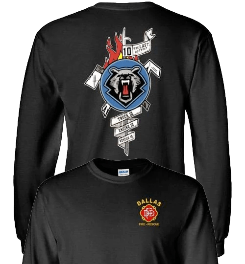 Dallas Fire-Rescue Station 10 Official Logo t-Shirt Black / S