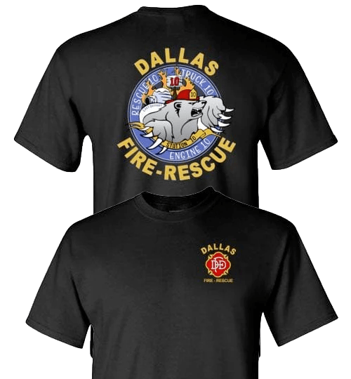 Dallas Fire Station 10 Polar Bear Logo t-Shirt Black / S