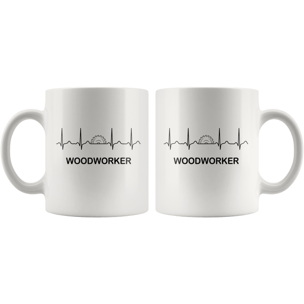 Woodworker Heartbeat Mug 11oz Wht