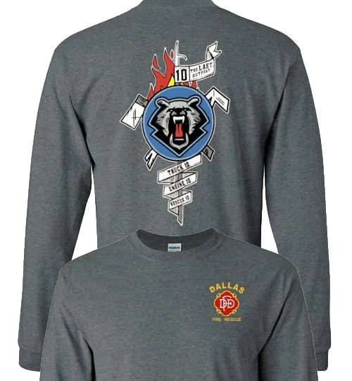 Dallas Fire-Rescue Station 10 Official Logo t-Shirt Dark Heather / S