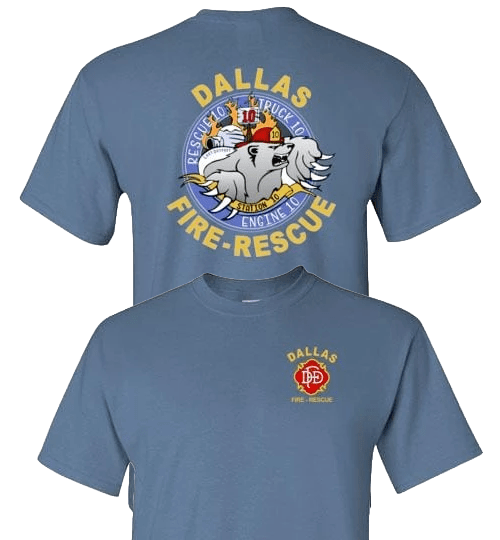Dallas Fire Station 10 Polar Bear Logo t-Shirt Indigo Blue / S