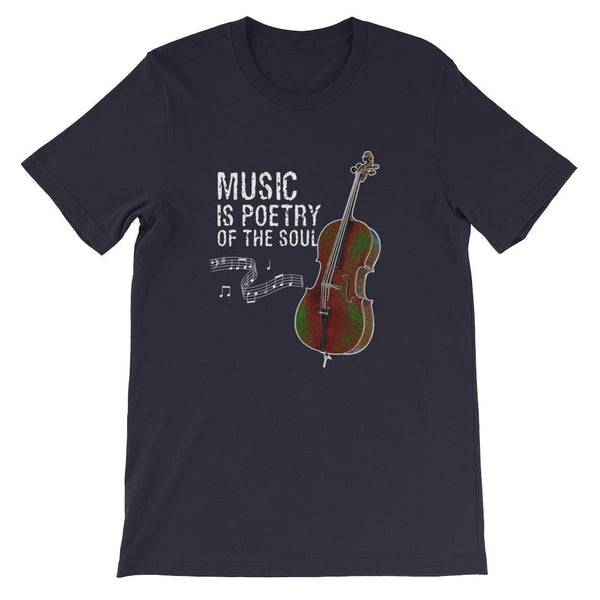 Music is Poetry Cello Short-Sleeve Shirt for Men & Women (Adult) Navy / S