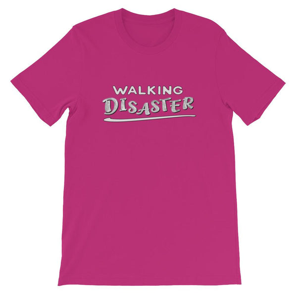Walking Disaster Funny Short-Sleeve Shirt for Men & Women (Adult) Berry / S