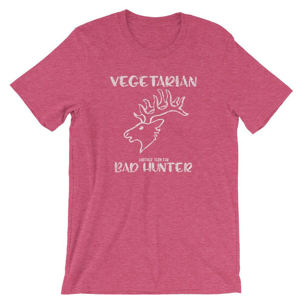 Vegetarian Another Term for Bad Hunter Short-Sleeve Shirt for Men & Women (Adult) Heather Raspberry / S