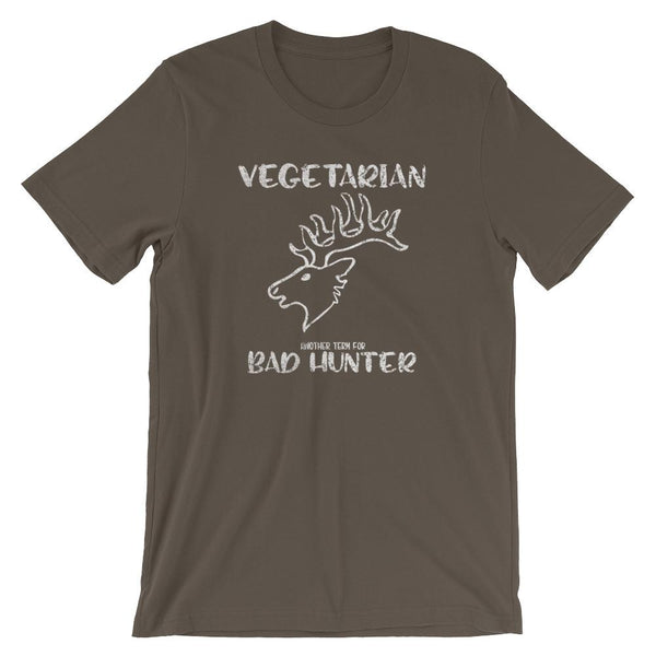Vegetarian Another Term for Bad Hunter Short-Sleeve Shirt for Men & Women (Adult) Army / S