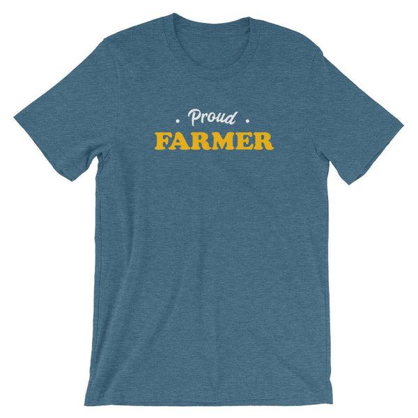 Vintage Proud Farmer Short-Sleeve Shirt for Men & Women (Adult) Heather Deep Teal / S