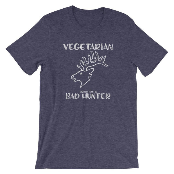 Vegetarian Another Term for Bad Hunter Short-Sleeve Shirt for Men & Women (Adult) Heather Midnight Navy / S