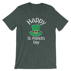 Happy St. Patrick's Day Short-Sleeve Shirt for Men & Women (Adult) Heather Forest / S