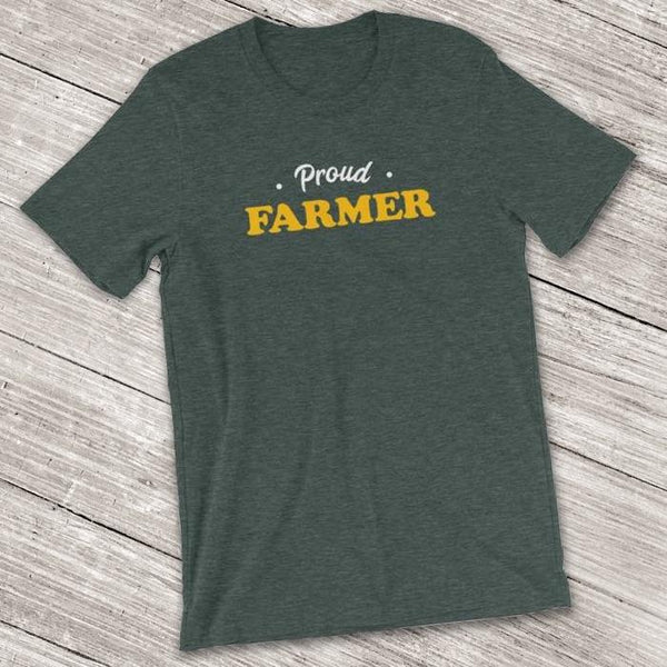 Vintage Proud Farmer Short-Sleeve Shirt for Men & Women (Adult) Heather Forest / S