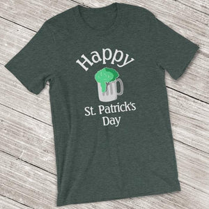 St. Patrick's Day Short-Sleeve Shirt for Men & Women (Adult) Heather Forest / S