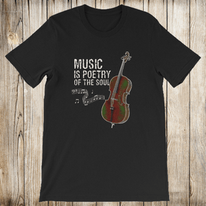 Music is Poetry Cello Short-Sleeve Shirt for Men & Women (Adult) Black / S