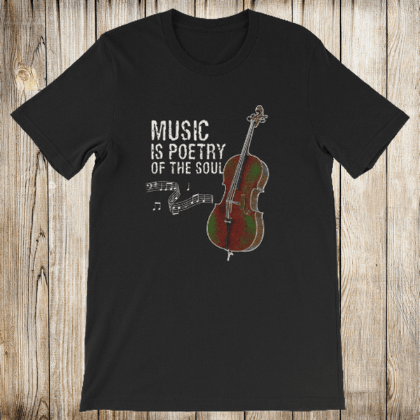 Music is Poetry Cello Short-Sleeve Shirt for Men & Women (Adult) Black / S