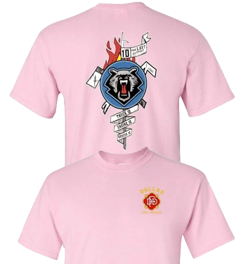 Dallas Fire-Rescue Station 10 Official Logo t-Shirt Light Pink / S