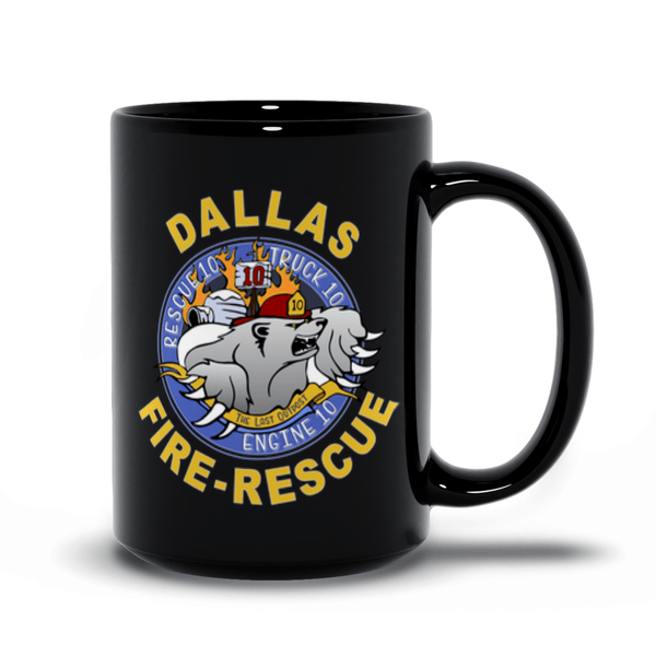 Dallas Fire Station 10 Black Mug ~ 15 oz. 15 oz